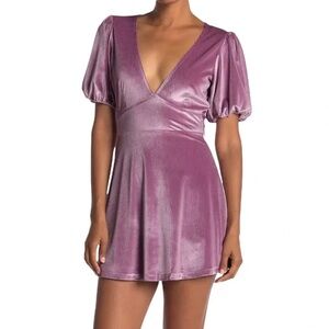 NWT L*Space Pink Puff Sleeve Mini Sundress
